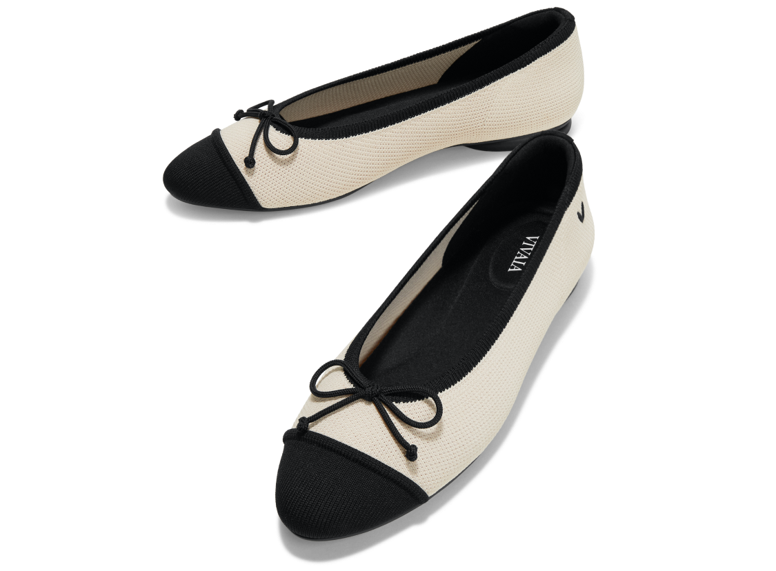 Almond-Toe Bow Flats (Tiana), Cream Ivory, EU35 | VIVAIA